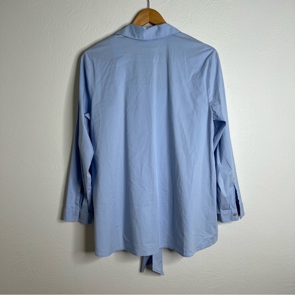 J Jill Two Piece Blouse Cami Set Blue Cotton Blend Button Down Tie Front Size 1X - Picture 7 of 11
